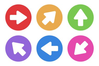 Beyaz Arkaplanda Renkli Çemberlerdeki Beyaz Oklar 