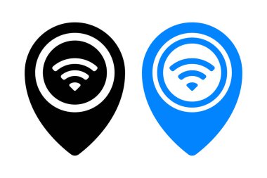 Konum Pins Wifi, Basit Vektör İllüstrasyonu