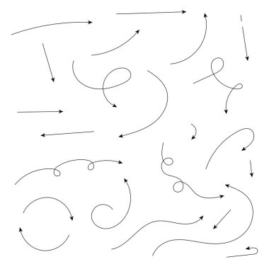 İnce Satır Okları Beyaz Arkaplanda Ayarlandı 