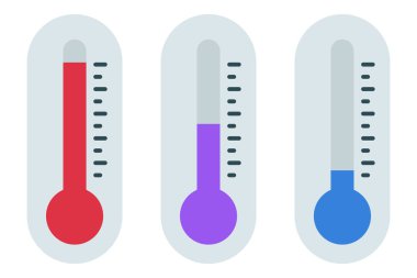Termometreler Düz Ayarlandı, Vektör Resimleri
