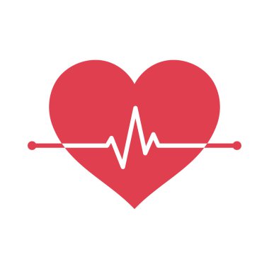 Kalp ECG Çizgisi Simgesi Basit Vektör İllüstrasyonu