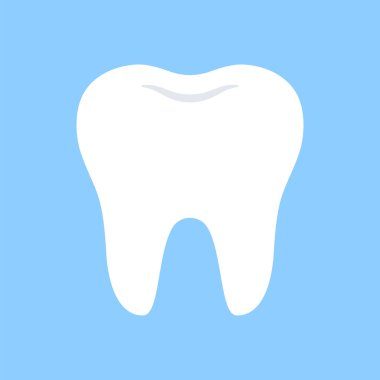 Mavi Arkaplanda Beyaz Diş, Vektör İllüstrasyonu