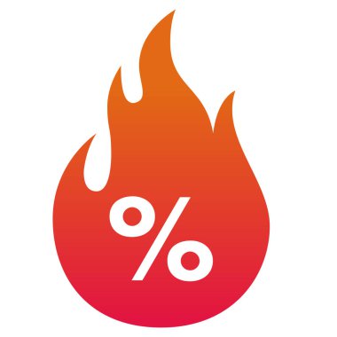Hot Deal Red Fire İndirimi, Vektör İllüstrasyonu