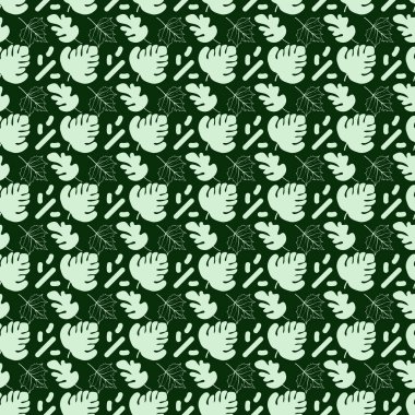 Tropikal Canavar Yapraksız Vektör Deseni Tasarımı