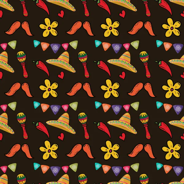 Cinco de Mayo 'nun Canlı Kutlaması Kusursuz Vektör Deseni Tasarımı