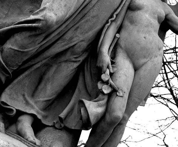 Bu tarihi binanın ön cephesinde siyah beyaz çekilen bu fotoğraf bazı karakterleri, hayvanları ya da çiçekleri temsil ediyor. Prag, Çek Repbliç, Avrupa 'da geçiyor