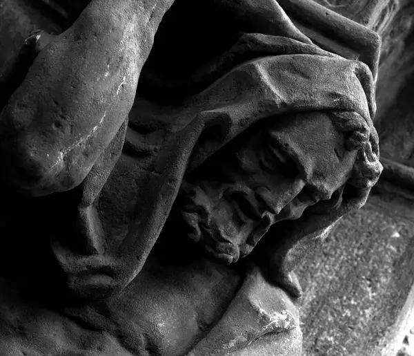 Bu tarihi binanın ön cephesinde siyah beyaz çekilen bu fotoğraf bazı karakterleri, hayvanları ya da çiçekleri temsil ediyor. Prag, Çek Repbliç, Avrupa 'da geçiyor