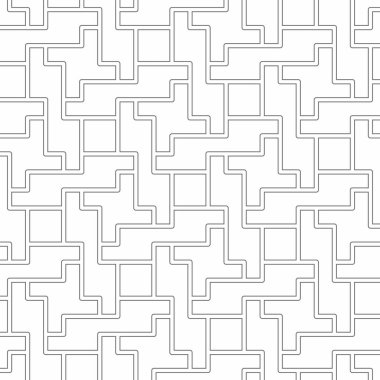 Kusursuz soyut geometrik desen, birbirine bağlı çizgiler bir labirent oluşturuyor. Çeşitli yaratıcı projeler veya dekoratif öğeler için uygundur.