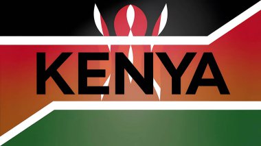 The Flag of Kenya with the Country Name in Bold Black Letters clipart