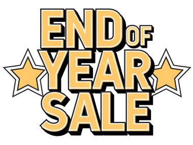 End of Year Sale Advertisement Featuring Stars