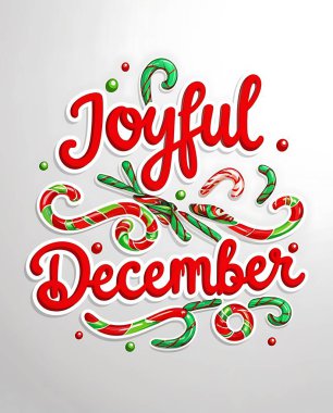 Joyful December Candy Cane Festive Design clipart