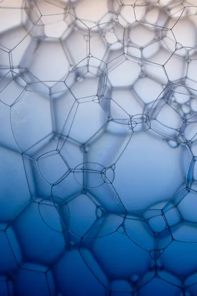 Soyut arka plan biyoloji, makro fotoğraf köpüğü ve eğimli su. Molekül çoklu renk sırtı