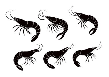 shrimp silhouette vector logo illustration design set clipart