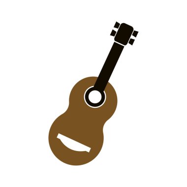 Gitar logosu düz tasarım vektör şablonu