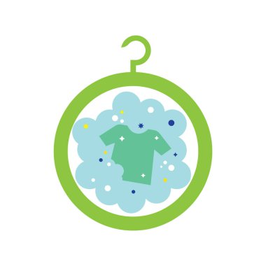 Çamaşır logosu tasarımı ikon vektör illüstrasyon şablonu