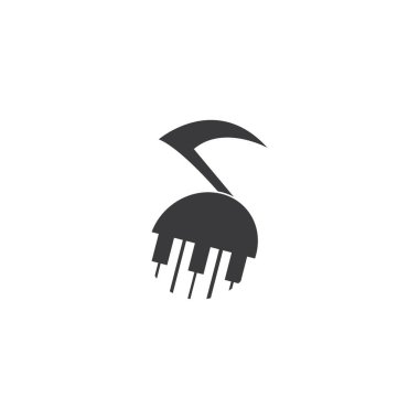 Piyano illüstrasyon simgesi vektör şablonu