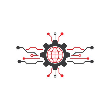 Devre teknolojisi elemanları logo vektör şablonu