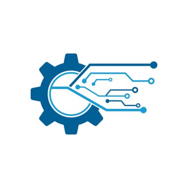 Devre teknolojisi elemanları logo vektör şablonu