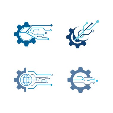 Devre teknolojisi elemanları logo vektör şablonu