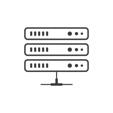 Bilgisayar sunucusu simgesi çizim logosu düz tasarım