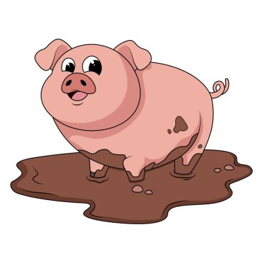 Şirin Domuz Hayvan Çizgi Filmi Vektör Clipart