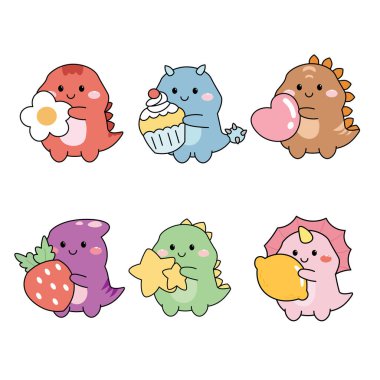 Şirin Kawaii Dinozor Çizgi Film Karakteri Clipart