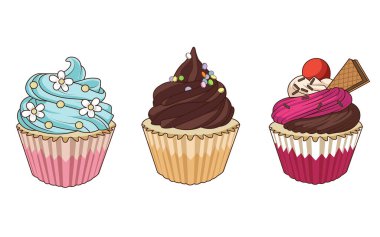 Cupcakes Çizgi Film Vektörü Clipart 1