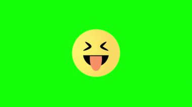 Gülen Emoji, Yeşil Arkaplan ile Gülen Gözler Kapalı Neşeli İfade