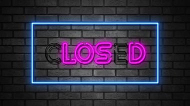 Tuğla Duvarındaki Neon Kapalı İşaret, Canlı Gece Gösterimi
