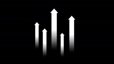 Canlandırılmış Yükselen Oklar Büyümeyi ve İlerlemeyi Sembolize Ediyor, Siyah Arkaplan