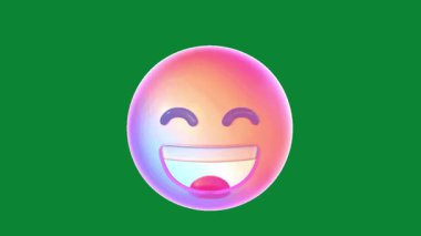 Yeşil Ekranda Sevimli Yanıp sönen Mutlu Yüz Emoji / Oval Karakter Canlandırması