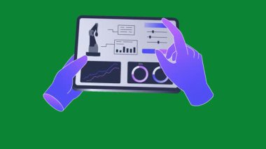 Yeşil Ekran Döngüsünde Endüstriyel Kontrol Paneli / Robotik Kol Sistemi Canlandırması