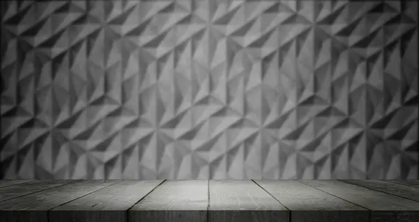 Beton arka planı olan boş tahta masa üstü, ürün montaj reklamları için boş tezgah.