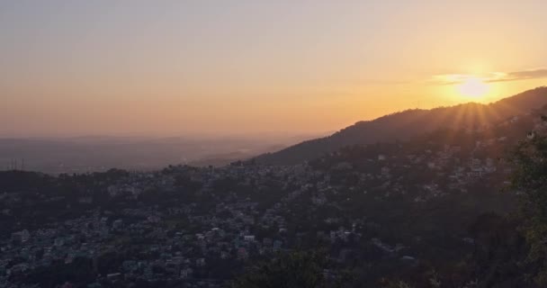 Pôr Sol Hipnotizante Sobre Dharamshala Norte Índia Conhecida Como Cidade — Vídeo de Stock