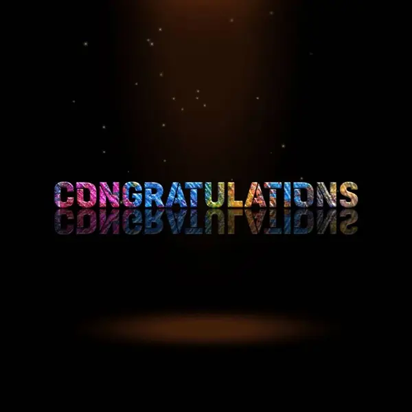 3D Animasyon Grafik Tasarımı, Tebrikler Metin Efektleri.