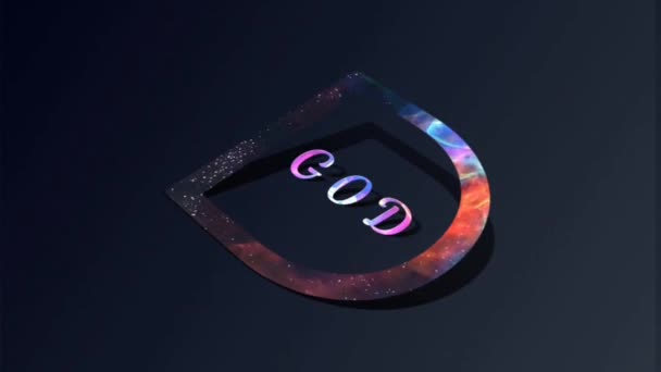 3Dアニメーショングラフィックスデザイン 神のテキスト効果 — ストック動画