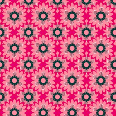 Zarif dikişsiz geometrik çiçek desenli vektör tasarımı. Arkaplan, doku, kumaş, ambalaj, tekstil, giysi, baskı veya diğerleri için uygun renkli çiçek deseni.