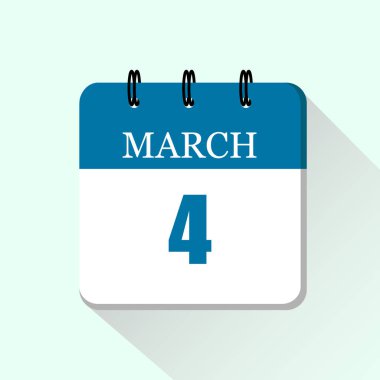 4 Mart Vektörü düz günlük takvim simgesi Tarih ve ay