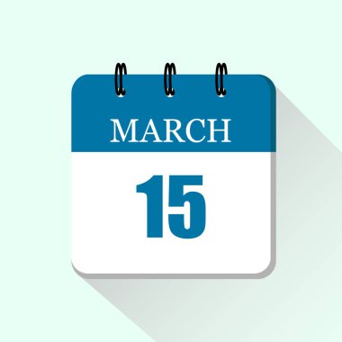 15 Mart Vektörü düz günlük takvim simgesi Tarih ve ay