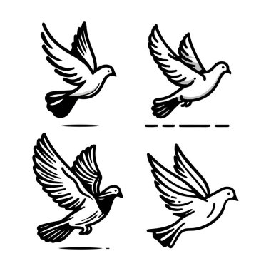 El çizimi uçan kuşlar. Vektör illüstrasyonu.