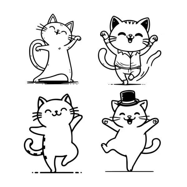 Şirin kedi eli çizilmiş vektör kümesi