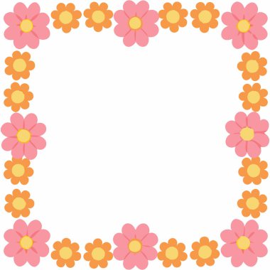 Dekoratif renkli çiçek çerçevesi