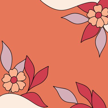 Dekoratif renkli çiçek çerçevesi