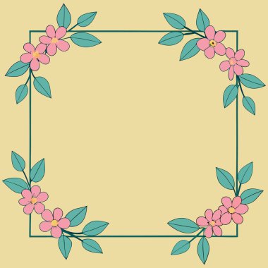 Dekoratif renkli çiçek çerçevesi