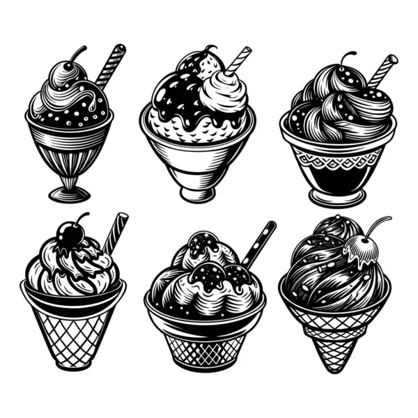 Dondurma siluet vektörü ayarlandı