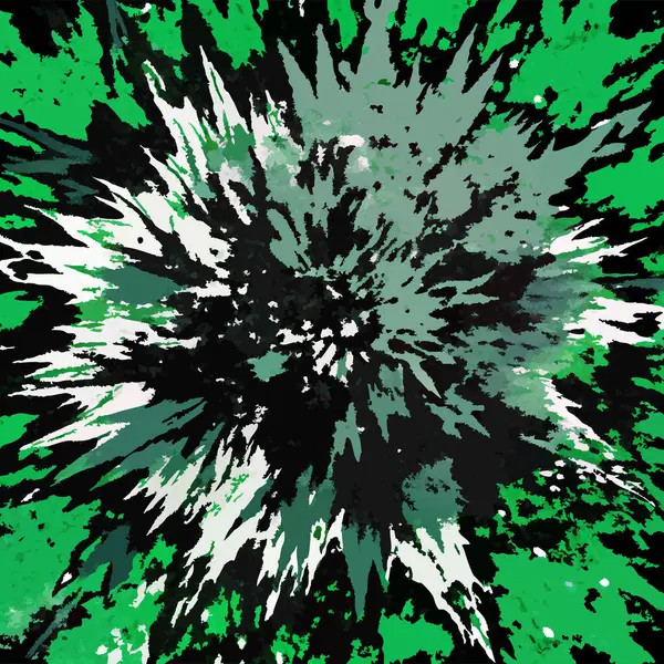 Siyah arka planda soyut yeşil ve beyaz boya lekeleri