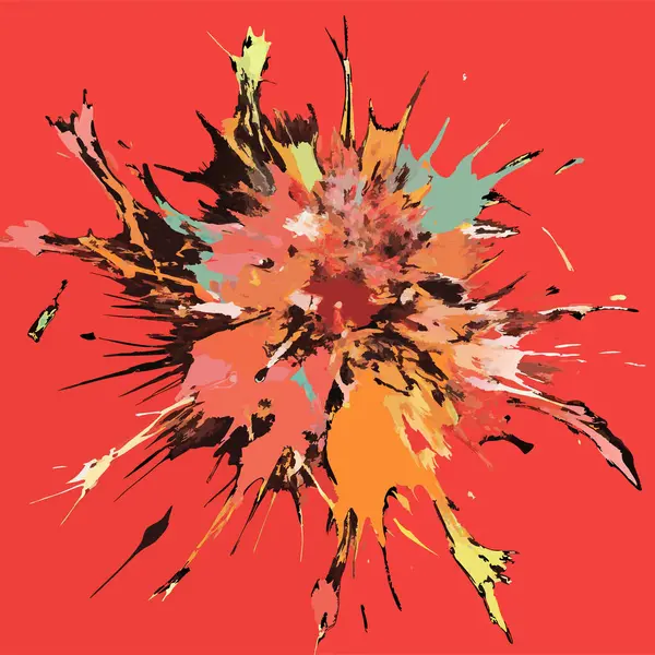 Kırmızı arkaplanda soyut boya patlaması
