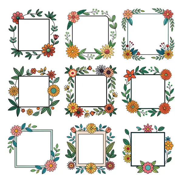 Renkli çiçek çerçevesi koleksiyonu