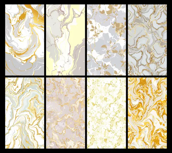 İnce Akışkan Mürekkep Efektleri ile Beyaz Mermer ve Altın Soyut Arkaplan