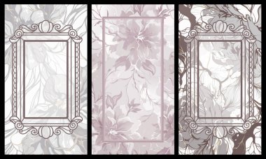 Soyut Botanik geçmişine sahip Renkli Çiçek Süslü Çerçeve Vektörü